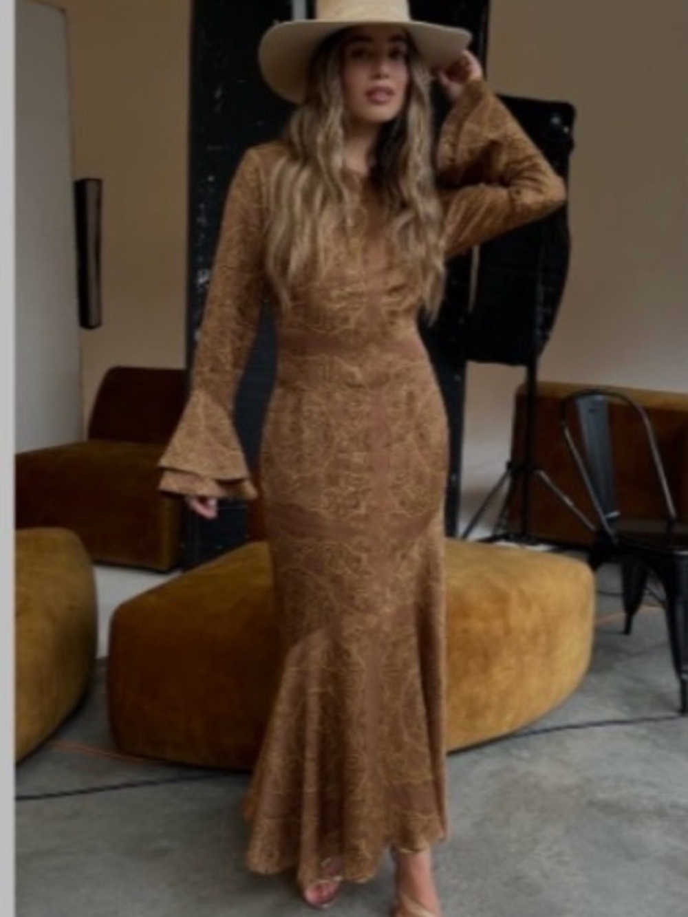 Never Fully Dressed Brown Paisley Long Sleeve Dress - Picture 11 of 16